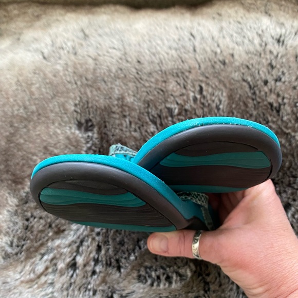 Vionic Women’s Rest Karina Backstrap Sandal in Teal Snakeskin W/ Silver. Sz. 6M. - Picture 9 of 11